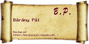 Bárány Pál névjegykártya