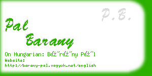 pal barany business card